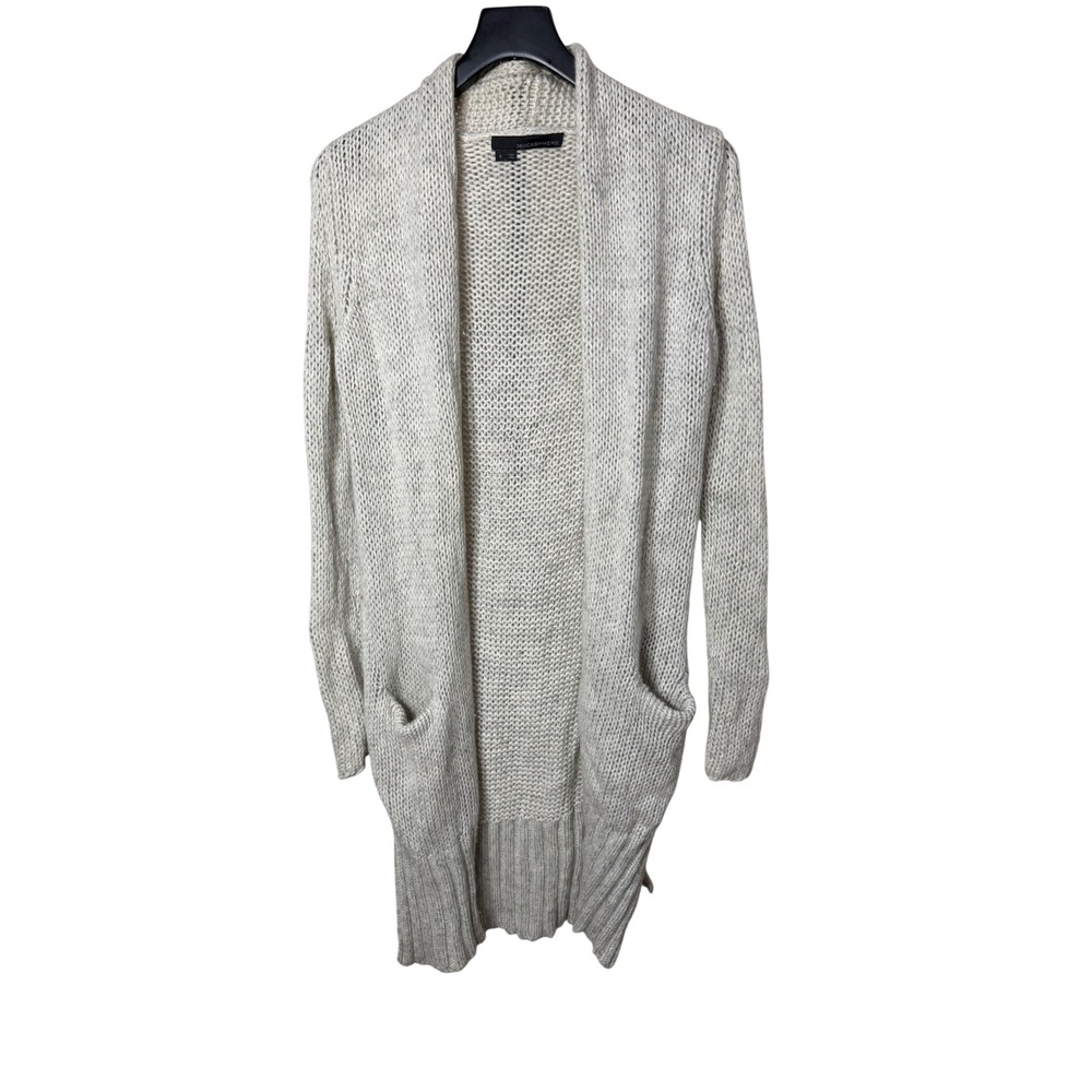 360 Cashmere‎ Wool Blend Open Front Cardigan Oatmeal Grey Chunky Knit Small